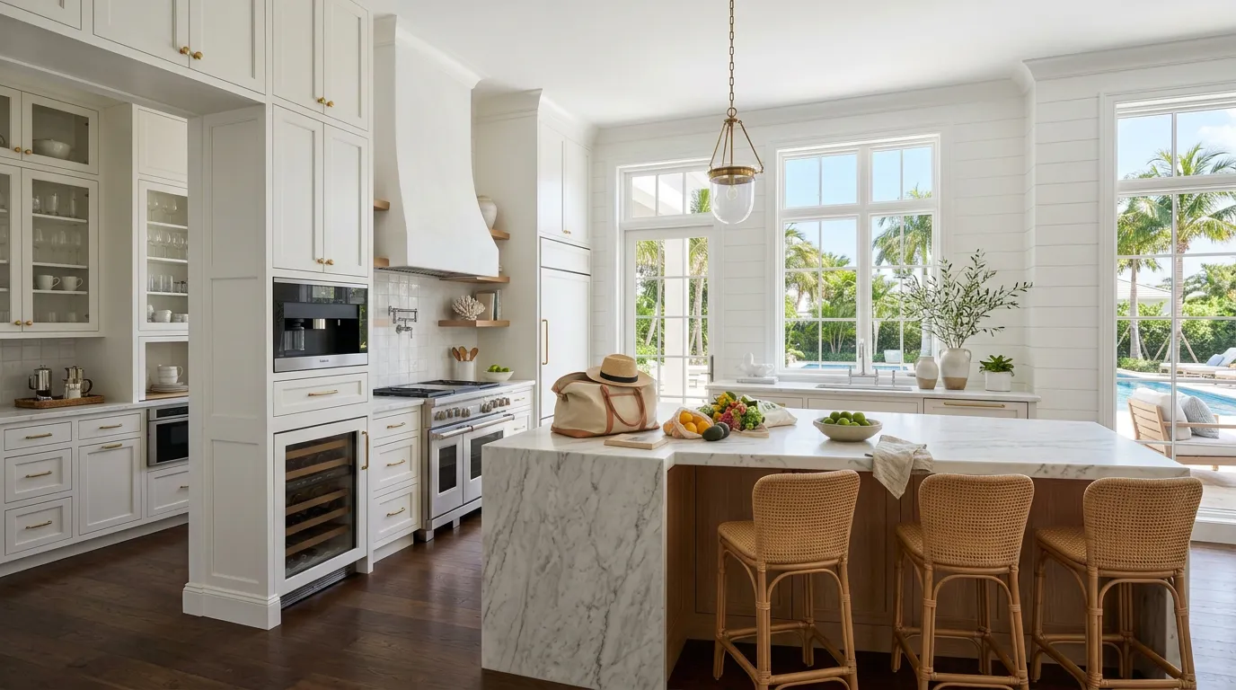 Luxury Palm Beach County kitchen with built-in appliances